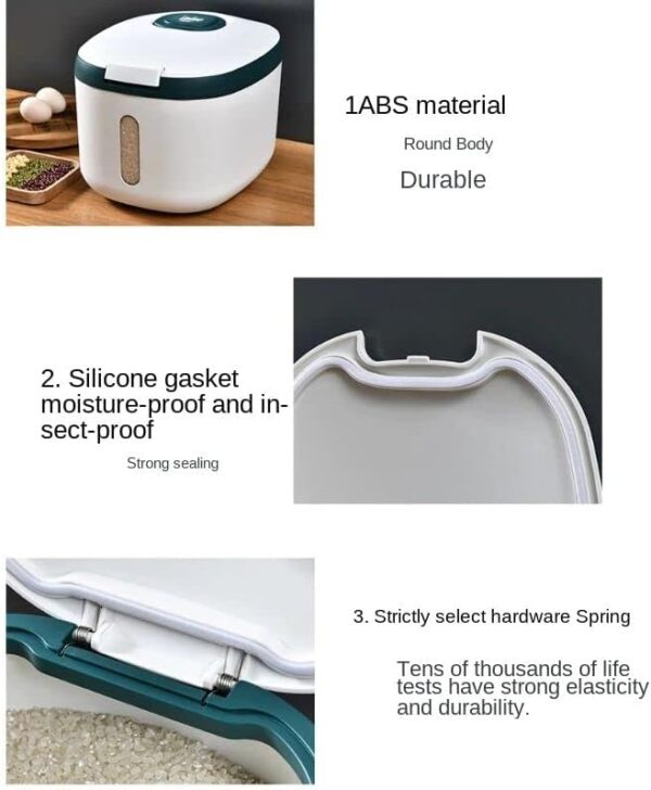 15 Kg Multifunctional Moisture, Insect-proof Rice Container Sealed Household Grain Storage Bucket for Kitchen with Free Measuring cup - Image 5