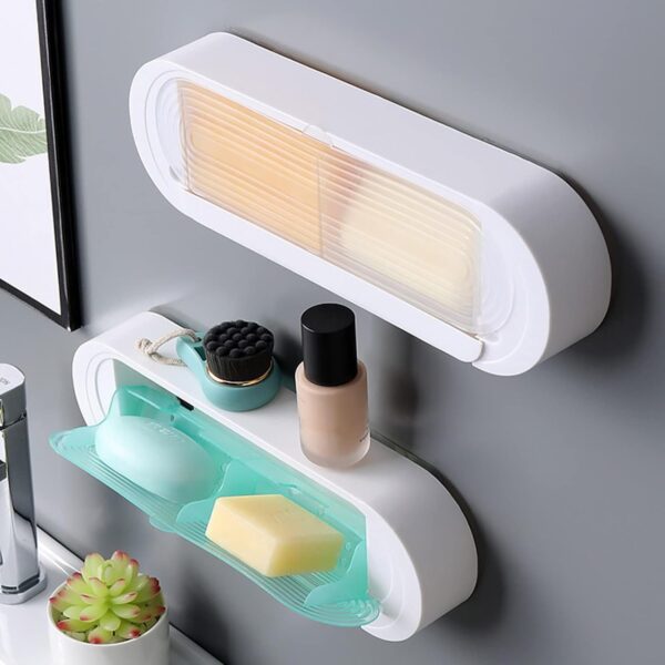 EMZJ Soap Rack Box with Flip Lid – Wall Mounted Storage Rack, Two Compartments, Space-Saving Design, Water Collection Tray for Bathroom Organization  Buy Online at Best Price in KSA - Souq is now Amazon.sa Home - Image 10