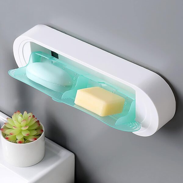EMZJ Soap Rack Box with Flip Lid – Wall Mounted Storage Rack, Two Compartments, Space-Saving Design, Water Collection Tray for Bathroom Organization  Buy Online at Best Price in KSA - Souq is now Amazon.sa Home - Image 7