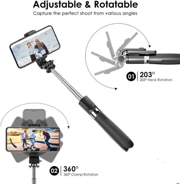 Extendable Bluetooth Selfie Stick Tripod with Remote Control – Mobile Phone Holder for Photography & Videos  Buy Online at Best Price in KSA - Souq is now Amazon.sa Electronics - Image 10