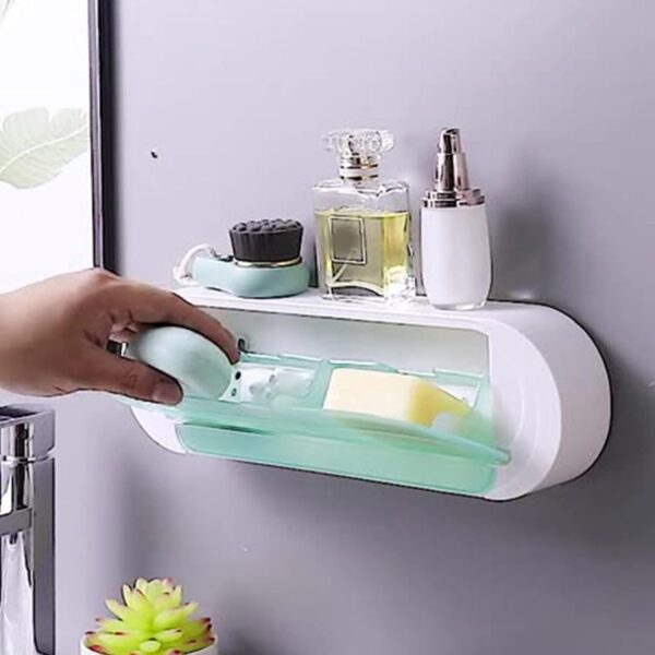 EMZJ Soap Rack Box with Flip Lid – Wall Mounted Storage Rack, Two Compartments, Space-Saving Design, Water Collection Tray for Bathroom Organization  Buy Online at Best Price in KSA - Souq is now Amazon.sa Home