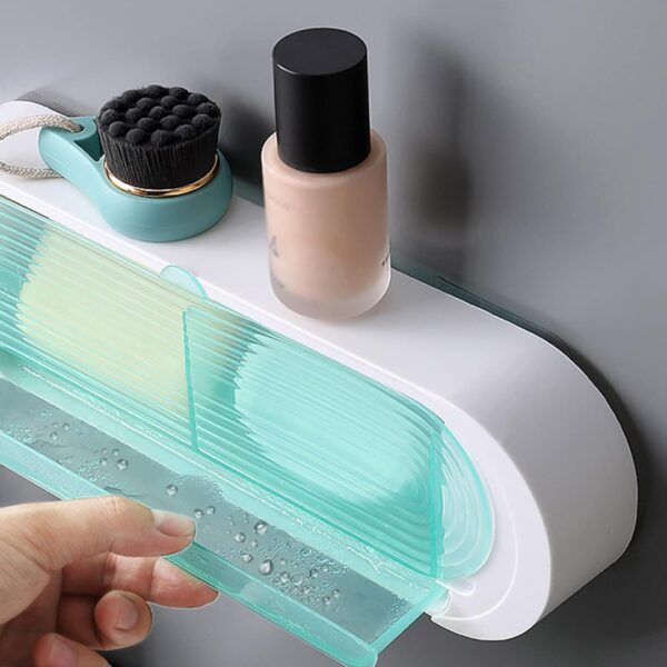 EMZJ Soap Rack Box with Flip Lid – Wall Mounted Storage Rack, Two Compartments, Space-Saving Design, Water Collection Tray for Bathroom Organization  Buy Online at Best Price in KSA - Souq is now Amazon.sa Home - Image 11
