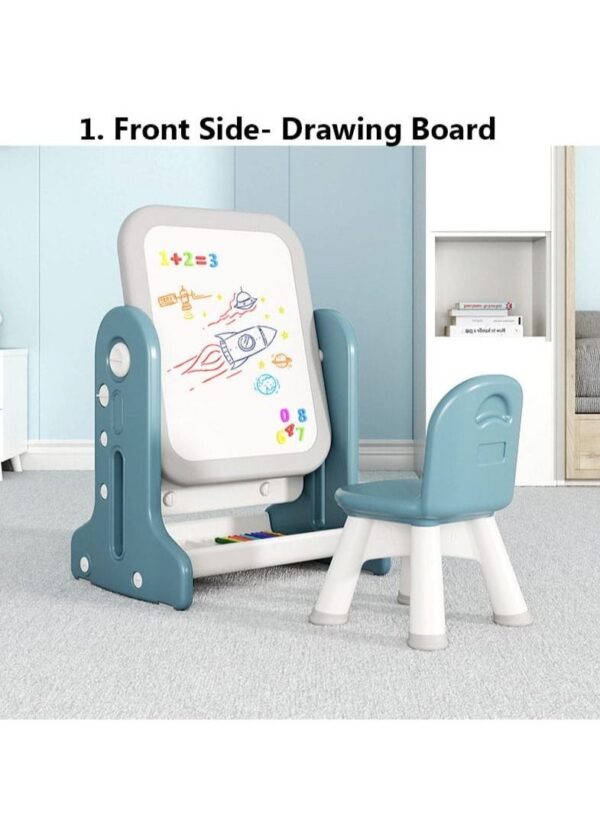 EMZJ Multifunctional 2 in 1 Kids Table or Adjustable Art Writing Board & 1 Chair - Image 6