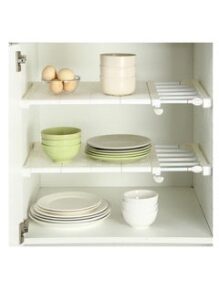 EMZJ Adjustable Telescopic Storage Rack Expandable Separator Shelf for Wardrobe, Cupboard, Bookcase Compartment Collecting  (Length Adjustable 42to65cm width 36cm)