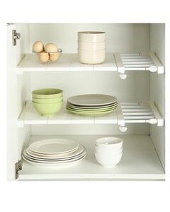 EMZJ Adjustable Telescopic Storage Rack Expandable Separator Shelf for Wardrobe, Cupboard, Bookcase Compartment Collecting  (Length Adjustable 42to65cm width 36cm)