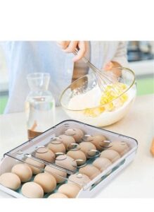 EMZJ Single Layer Automatic Rolling Egg Box Kitchen Items Refrigerator Storage Organizer Household Transparent Drawer Tray Space Saver Single Layer Automatic Rolling Egg Box Kitchen Items Refrigerator Stor