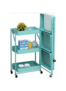 DARIYAH Installation-free Cart Portable Foldable Three-layer Rack for Kitchen and Bathroom Storage Organizer