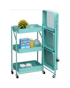 DARIYAH Installation-free Cart Portable Foldable Three-layer Rack for Kitchen and Bathroom Storage Organizer