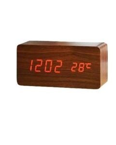 DARIYAH Digital LED Electric Alarm Clock Wooden Clock Thermometer Retro Glow Clock Table
