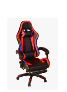 EMZJ RGB LED Gaming Chair Ergonomic OfficeChair Racing Style High-Back Desktop PC Computer GamingChair Adjustable Height SwivelChair with Footrest, Headrest and Lumbar Support