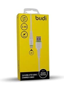 budi Budi M8J150T USB Lightning 1M 2.4A Faster-WHITE