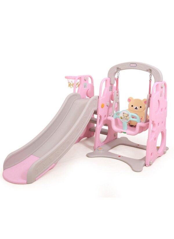 EMZJ Constellation 3 in 1 Indoor Outdoor Kindergarten Kids Toddler Children Fun Swing And Slide with Basketball Hoop With Armrests for 1-6 Years - Image 8