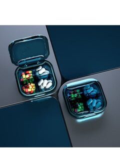 DARIYAH Travel Pill Organizer 4 Cell Visible Portable Small Vitamin Medicine Divider Jewelry Container Anti Moisture for Purse XQ-041A