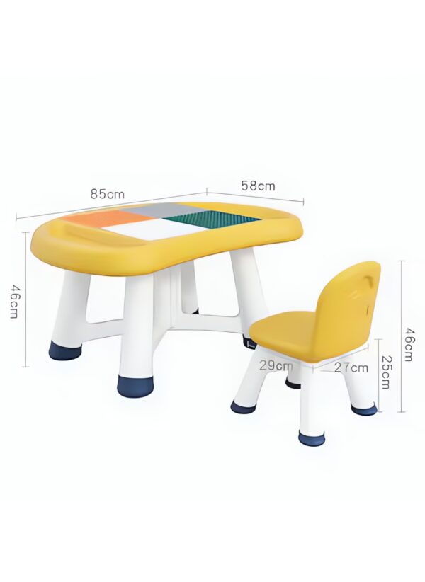 EMZJ High Quality Children's Kids Mushroom Block Table and Chair with Lego Blocks Set - Image 4