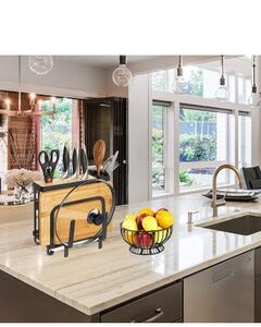 DARIYAH 4 in 1 Kitchen Countertop Storage Organizer  Cutting Board Universal Knife Block Holder (without chopsticks cage)