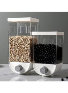 EMZJ 2 Pieces Wall mounted 1500 ml Dry Food Cereal Dispenser Container Rice Storage Box Grain Tank Kitchen XQ-021