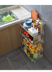 DARIYAH Movable 4-Layer Tier Drying Mesh Basket For Storing Fruit Vegetable Toys etc.