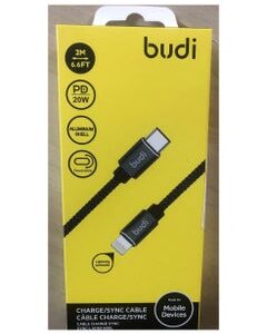 budi USB-C 20W 2 Metter Efficient and Reliable High-Speed Lightning Cable Power DC206TL