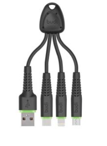 budi 3 in1 Charge Sync USB Cable Micro-USB, Type-C 150k for iPhone