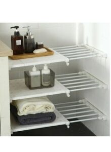 EMZJ Adjustable Telescopic Storage Rack Expandable Separator Shelf for Wardrobe Cupboard Bookcase Compartment Collecting (Length Adjustable 42to65cm width 24cm)