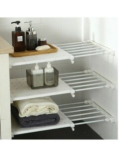 EMZJ Adjustable Telescopic Storage Rack Expandable Separator Shelf for Wardrobe Cupboard Bookcase Compartment Collecting (Length Adjustable 42to65cm width 24cm)