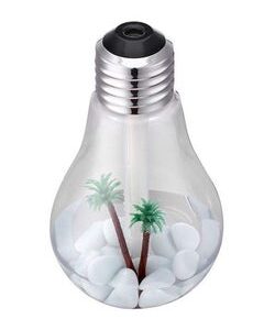 Gulfdealz Mini Bulb Shaped Humidifier With USB And LED Light Silver/Clear