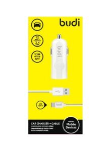budi USB Car Charger White