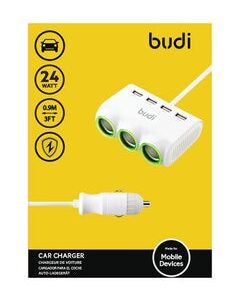 budi USB Car Charger White