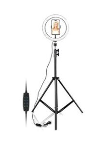 VINSOC 10" Selfie Ring Light with 210CM Long Tripod Stand & Cell Phone Holder Black