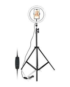 VINSOC 10" Selfie Ring Light with 210CM Long Tripod Stand & Cell Phone Holder Black