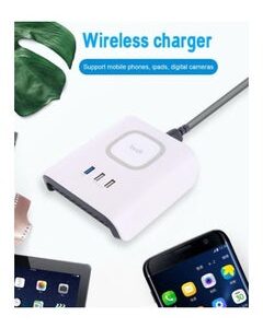 budi Wireless Charger With 3 USB Charging Station White