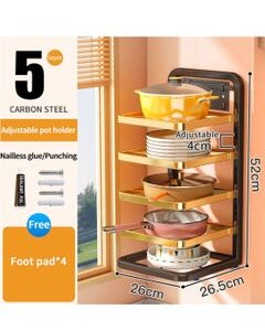 EMZJ 5-Tier Multifunctional Foldable Side Dish Pot Tray Stackable Food Plate Rack Serving Organizer Platter Wall Mounted or Table Top