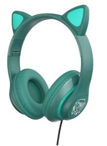 STN Stereo Gaming Cat Headset for PS4 PC Xbox One PS5 Controller Laptop Noise Cancelling Over Ear Headphones with Mic LED Light Bass Booster Soft Memory Earmuffs Green