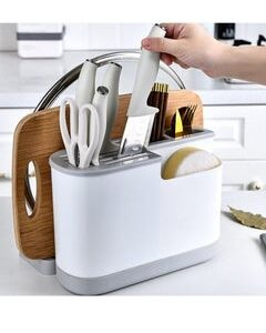 DARIYAH Multi Function Pot Cover Cutting Board Knife Block Storage Holder Box Kitchen Organizer XQ-025