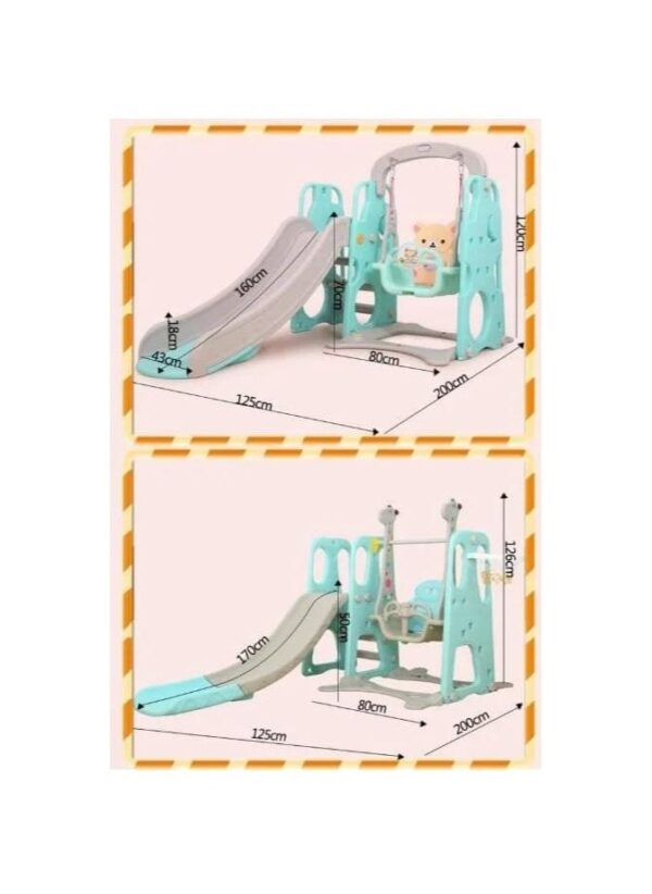 EMZJ Constellation 3 in 1 Indoor Outdoor Kindergarten Kids Toddler Children Fun Swing And Slide with Basketball Hoop With Armrests for 1-6 Years - Image 10