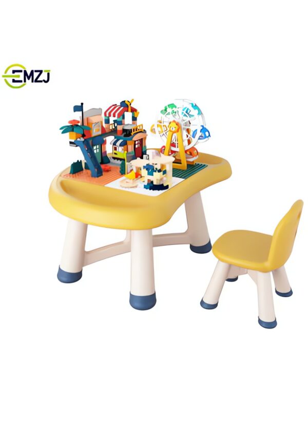 EMZJ High Quality Children's Kids Mushroom Block Table and Chair with Lego Blocks Set - Image 5