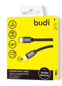 budi Budi USB-C 20W 3 Metter Efficient and Reliable High-Speed Lightning Cable Power Delivery for 13 Pro Max 13 Pro 13 12 Pro Max 12 Pro 12 Etc