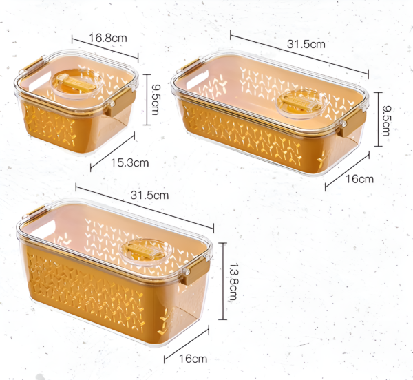 EMZJ Fridge Organizer with Strainer Divider Vegetable Fruit Keep Fresh Container Freezer Safe XQ-027A - Image 7
