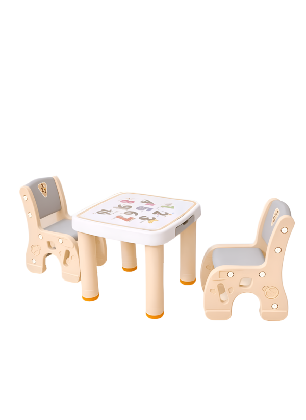 EMZJ Durable Plastic Children Learning Alphabet Letter Table desk and 2 Chair Set - Image 5