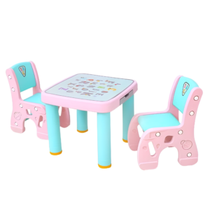 EMZJ Durable Plastic Children Learning Alphabet Letter Table desk and 2 Chair Set
