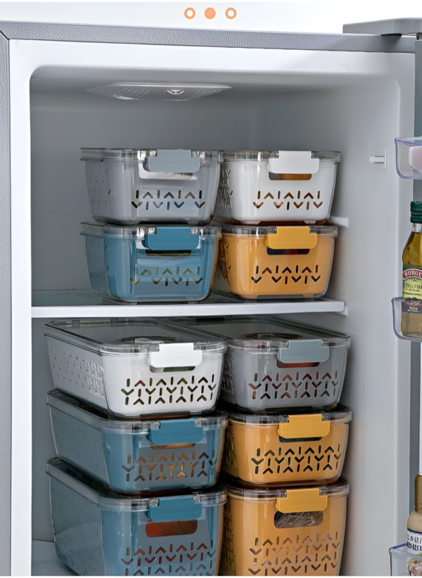 EMZJ Fridge Organizer with Strainer Divider Vegetable Fruit Keep Fresh Container Freezer Safe XQ-027A - Image 4