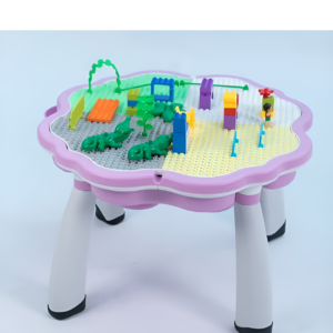 EMZJ Kid's 4-in-1 Multi-Activity Table – Play Game Desk for Lego, Large Construction Bricks, and Educational Toys with 1 Chair for Toddlers to Preschoolers (Ages 3-10)