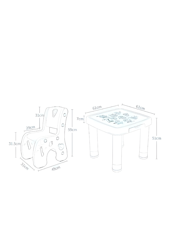 EMZJ Durable Plastic Children Learning Alphabet Letter Table desk and 2 Chair Set - Image 6